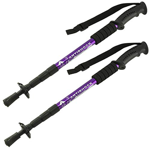 MidGard Teleskop Nordic Walking Stöcke, 50-110 cm höhenverstellbar, Antischock Dämpfung, Wanderstöcke Violett 2 STK.