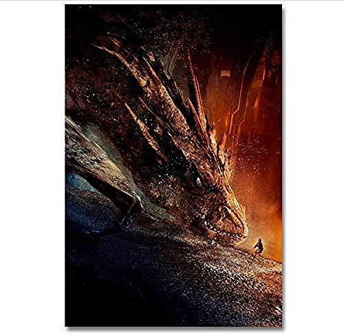 Bilder,Poster Kunstdrucke,Leinwand Malerei, Wandkunst Bild, Film Die Verwüstung Von Smaug Poster Print Leinwand Malerei, Poster Vintage Film, Poster Ästhetisch Vintage_50X70Cm