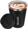 Insulated Coffee Cup, Senelux Double Walled Insulated Stainless Vacuum Coffee Travel Mug with Leakproof Flip Lid Keep Coffee Tea Hot and Soft Drink Cold 13oz 380ml Black
