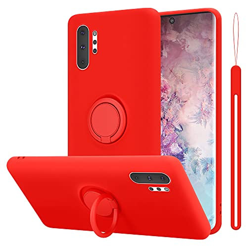 cadorabo Coque Compatible avec Samsung Galaxy Note 10 Plus en Liquid Red - Etui pour Téléphone Portable en Silicone TPU Souple avec Anneau - Coque en Silicone Ultra Slim Soft Back Cover Case Bumper