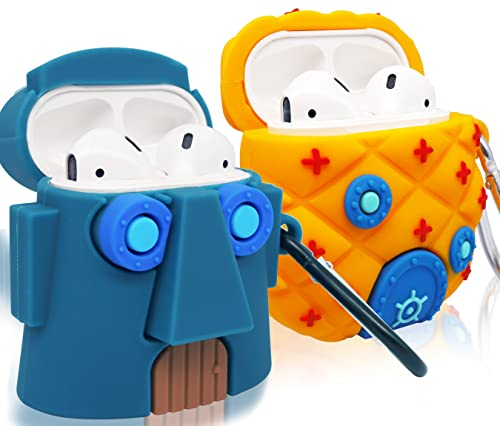 3D Airpods1&2 Schutzhülle, 2 STK Zierhülle für Airpods Box, Kompatibel mit Apple Airpods 1&2, Silikon Hülle Airpods Modell für Paare (Mini House)