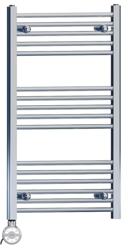 600mm Wide Chrome Electric Bathroom Heated Towel Rail Thermostatic Warmer Radiator Precise Control (600 x 900 mm (BTU: 1100))
