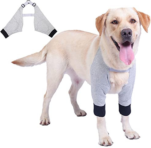 PJDDP Bandage Hund Vorderbein Ellenbogenbandage,Beinverletzungsschutz Für Hunde,Hunde Und Ellbogen-Schulter-Ellenbogen-Schulter-Ellenbogen-Ärmel Für Leichte Gelenkinstabilitaeten,Grau,XL