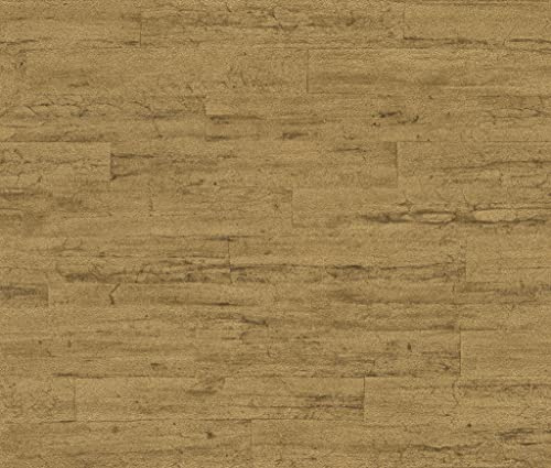 Rasch Tapete 537079 - Vliestapete in Gold mit Holzoptik aus der Kollektion Curiosity - 10,05m x 0,53m (LxB)