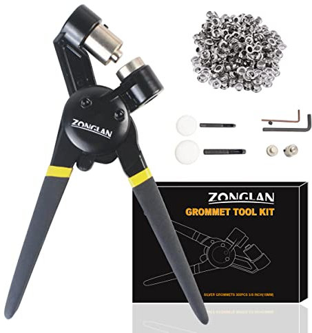 ZONGLAN Ösen-Werkzeug-Set, Zange, Hand-Ösen-Set, strapazierfähig, mit Ösen, Maschinen-Stanzwerkzeug-Set mit 2 Stanzformen und 600 Stück, silberfarbene Ösen (2 Stanzformen)