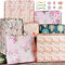 Papier cadeau d'anniversaire pour femme et fille, avec motif de fleurs pastel, violet, rose, vert, papier cadeau naturel à offrir, lot de papier cadeau, papier cadeau d'anniversaire avec nœud