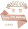 POPOYU 40th Birthday Queen Sash and Tiara,Rose Gold 40th Birthday Crown and Sash for Her,Women 40thBirthday Decorations Party Accessories,BirthdayCrown Costume Set for Women 40th.Birthday Gifts