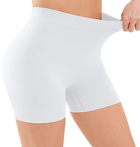 YADIFEN Radlerhose Damen Kurze Hose Damen Shorts Leggings,sehr kurz Shorts Damen,Unter Kleid Rock Anti Scheuern Bequem hohe Taille Boxershorts Hotpants,1er Weiß,XL