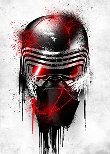 Displate Offiziell Star Wars MetallPoster Magnetische Befestigung Inklusive Lizenziert Bilder Hochwertiges Poster Star Wars - Helmets Graffiti - Kylo Ren Graffitti Helmet Poster 45 cm x 32 cm