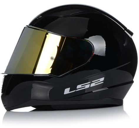 LS2 FF353 RAPID-II FULL FACE MOTORCYCLE URBAN TOURING SCOOTER SPORTS CRASH MOTORBIKE HELMET ECE APPROVED, GLOSS BLACK WITH FREE DARK VISOR (M)