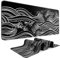 DIGSOM Tapis de Souris de Jeu – Grand Tapis de Souris de 80 x 30 cm, Noir et Blanc avec Bords Cousus, Base en Caoutchouc antidérapant, Grand Tapis de Souris et Tapis de Clavier (Vague de mer)