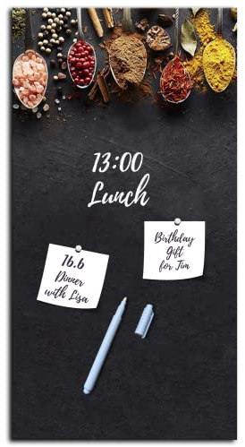 daazoo Glas Magnettafel Black Spices 30 x 60 cm (MOTIV KÜCHE) – Die ideale Magnetwand, die Ihre Notizen und Schnappschüsse perfekt in Szene setzt - Der funktionale Eyecatcher für Küche, Flur oder Büro