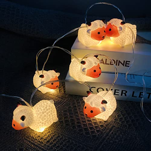 Riaxuebiy Niedlich Schaf-Lichterkette, 3 m 20 LED Schaf-Lichterkette, USB-betrieben,Dekorativ für Innen- und Außenbereich, Schlafzimmer, Hochzeit, Party (3m/20led, Schaf)