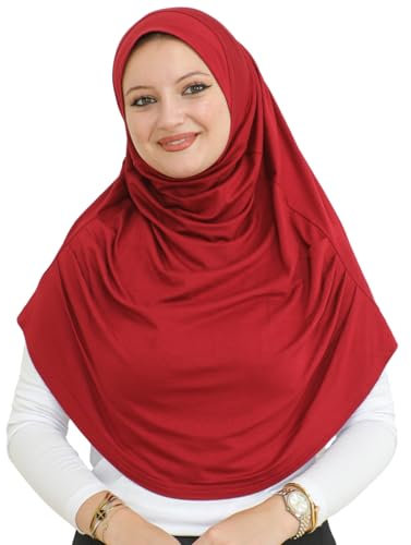 Prien Kopftuch für Damen, Lang Muslim Hijab Frauen, Türkisch Khimar Schal Islamische Kleidung, Konfektionshijab Kopftücher Kleider, Muslimische Sport Head Scarf Set (Burgund)