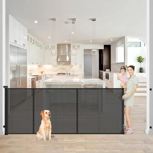 Treppenschutzgitter Türschutzgitter Ausziehbar 0-300 cm,Baby Absperrgitter Schutzgitter Treppe für Kinder,Katzen und Hunde,Geeignet für Innen Außenbereich (300cm/schwarz)