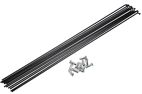 QUARKZMAN 12 Stück 14G J Kurve 298 mm Speichen mit Nippeln für Fahrrad, Schwarz