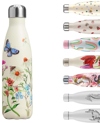 Chilly's Water Bottle - Stainless Steel and Reusable - Leak Proof, Sweat Free - Wild Flowers, 500ml