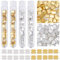 CREATCABIN 200 pz 2 Fori Perline Tila 2 Colori Misti Perline di Vetro Sfuso Oro Argento Rettangolo Piatto Colori Metallici Mini Opachi con Contenitore in Plastica per Creazione di Gioielli Bracciali