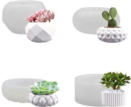 MytaYt 4 Pezzi Vaso da Fiori Vaso Stampi in Silicone 4 Forme Stampo per Vasi da Fiori Stampo in Silicone per Vaso per DIY Vasi Decorazioni per La Casa