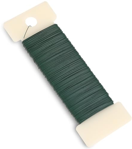 Alambre para flores de 50 m, color verde, diámetro de 0,35 mm, alambre de ganchillo para decoración, alambre para joyas, alambre suave para manualidades, para hacer joyas, ramo de flores, envoltura de