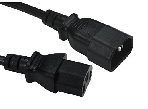 rhinocables IEC Kettle Lead Extension – 3m Black Cord with C13 to C14 Connectors | PC Power Cable for Monitors, Computers, Printers & More | Durable Connector Lead for Plug, Home & Office Use