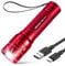 GEARLITE Taschenlampe LED Aufladbar, 2000 Lumen LED Flashlight Kinder mit 3 Modi，Zoombare Mini Taschenlampe mit Langer Laufzeit, IP65 Wasserdicht Handlampe für Camping Angeln Notfall Outdoor-Rot