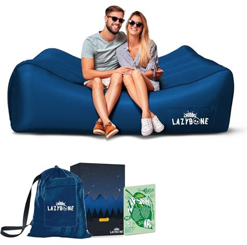 Chillbo Lazybone Aufblasbare Couch – Ultimative aufblasbare Liege für maximale Entspannung – die perfekte aufblasbare Couch für Musikfestivals oder aufblasbare Couch für Camping – Königsblau