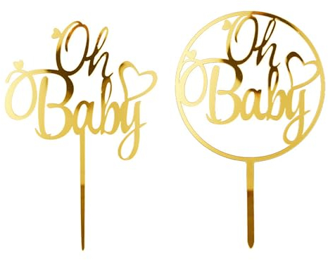 2 Stück Oh Baby-Kuchenaufsätze, Backen-Kuchenaufsätze, Jungen-Mädchen-Kuchenaufsätze, Kinderparty-Kuchenaufsätze, Geeignet Für Kindergeburtstagsfeier, Gender Reveal Party-Kuchenaufsätze