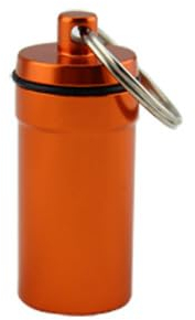 Hrlace Aluminium Pill Box with Key Ring, Waterproof Travel Medicine Bottle, Metal Pill Box, Portable Pill Box, Vitamin Container, Pill Organiser, Small Pill Box for Outdoor Travel, Orange