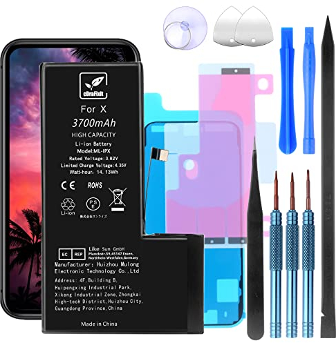 Akku Batterie 3700mAh für iPhone X, Batterie mit Hoher Kapazität und Allen Reparaturwerkzeugen| kompatibel mit Apple X