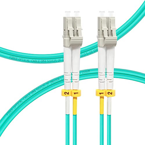 FLYPROFiber OM4 LC to LC Fiber Patch Cable 1m/3ft, Length Options: 0.5m-100m, 40GB/100GB Duplex, 50/125um Multimode Fiber Optic Cable Cord LSZH 1Meter(3.3ft), 2 Pack