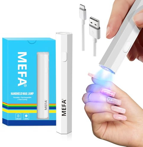 MEFA Handheld U V Nail Lamp for Gel Nails, UV Nail Light with 2 Timer Settings, Portable Cordless Rechargeable USB Nail Light for Gel Nail Polish Fast Curing, LED Nail Lamp for Home DIY Salon Women