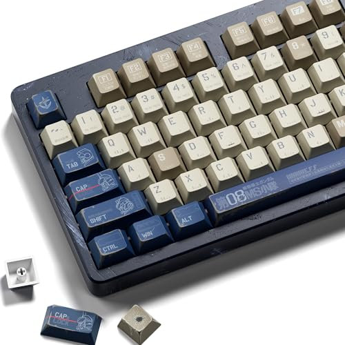 Hkfos Japanese Gundam Keycaps - Retro PBT Keyboard Caps, Dye Sublimation with Cherry Profile, 134 Keys Keycap Set for Mechanical Keyboard - Only Keycaps