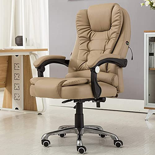 Ergonomischer Chefsessel, Bürosessel, Executive-Sessel, Arbeitszimmersessel, Computersessel, Liegesessel, Drehsessel, Ledersessel (Farbe: Schwarz)