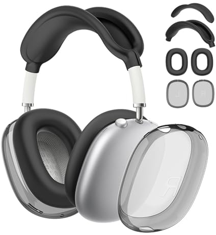 GUTERTOP Hülle für Apple Airpods AirPods Max, Weiche Silikon Ohrpolster Schutz Abdeckungen + TPU Schutzhülle Hülle Case + Stirnband Cover, Kratzfest Accessories Zubehör für Apple AirPods Max (Schwarz)