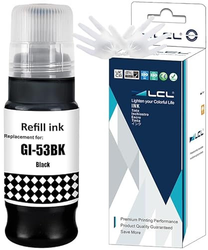 LCL GI53 GI-53 Noir Haute Rendement Imprimante Bouteille d'encre Compatible pour Canon GI53 GI-53 BK GI-53BK Compatible pour Canon PIXMA G650 G550 (1-Pack)