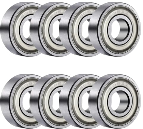 8 Cuscinetti PCS 608 ZZ, Cuscinetti a Sfera, Mini Cuscinetti in Metallo, Cuscinetti a Sfera per Skateboard, Skateboard, Doppio Scudo, Adatti per Skateboard in Linea Pattini a Rotelle