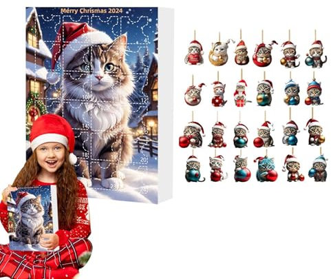 Calendario 'Avvento con gatti, ornamento per albero di Natale, calendario 'Avvento di 24 giorni, aggiunge una forte atmosfera natalizia