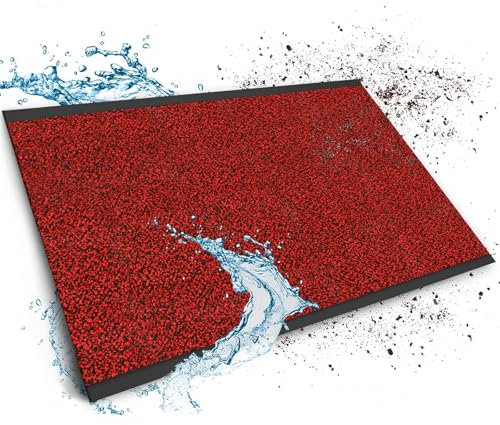 Floordirekt Schmutzfangmatte auf Maß, 200 x 250 cm, Rot-Schwarz, Fußmatte, Türmatte Eingangsbereich, Fußabtreter, Türvorleger, Sauberlaufmatte, Meterware, Sky