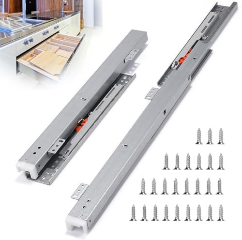 EFUTURETIME 2 x 35 cm Schubladenschienen Vollauszug 60 cm Schubladenauszug Softclose Schwerlast, Unterflurführung Bodenmontage mit 26 Schrauben