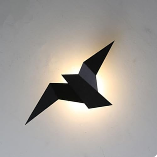 LOGT LED Wandleuchte Tiere Vogel Wandlampe Innen Modern Kreativ Dekoration Wandbeleuchtung 3000K Warmweiß Bettlampe Metall Acryl Nachttischlampen 2W für Esszimmer, Badezimmer, Dachboden,Schwarz