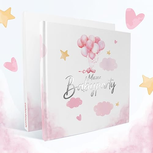 colortouch Gästebuch Babyparty, Baby Shower Geschenk Junge & Mädchen für Babyparty Deko, Gender Reveal Party Deko, Baby Fotoalbum zum selbstgestalten, Premium Papier mit Hardcover, Rosa