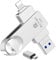 【sans APP】 Cle USB pour lPhone Ryican 128GO Clé USB C 4 en 1 Clef USB 3.0 Stockage Transfert Photos Est Idéale pour Voyageurs,Mini Clé USB Cryptée avec iOS/lPad/OTG Android/PC/Tablet,Argent