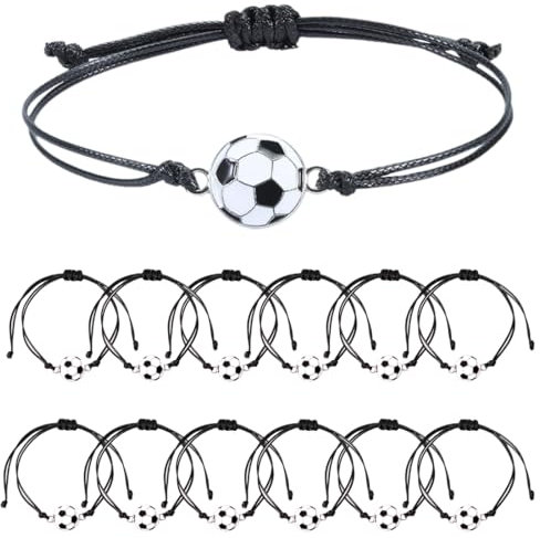 Lot de 12 bracelets de football pour enfants, football bracelets amitié garcon, cadeaux de fête sportive, bracelets d'amitié réglables, pour les anniversaires d'enfants sportifs