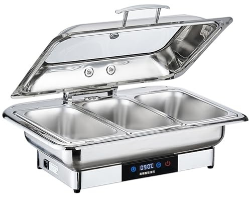 ZHONGXIN.HUIYIN Stainless Steel Buffet Servers and Warmers, Commercial Food Warmer with Temperature Control Display, Electric Chafing Dish Food Warming Trays, for Parties/Catering Events/Banquet