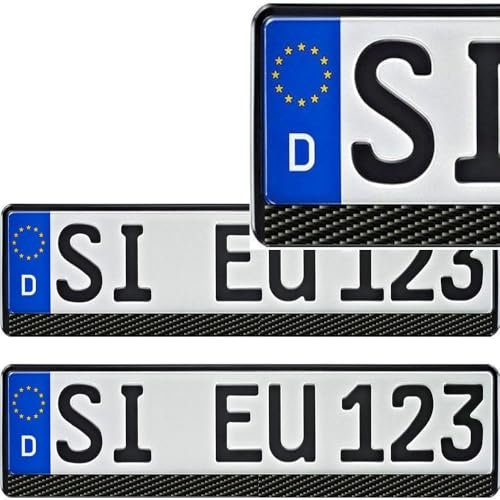 2 Kennzeichenhalter Carbon Nummernschildhalter Kennzeichenhalterung in Carbon Look (Carbon Klassik)