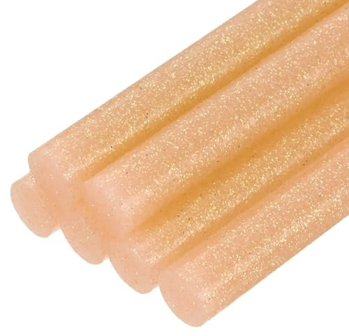 sourcing map 6pcs Mini Hot Glue Sticks for Glue Gun 11mm x 100mm Large Glue Sticks, Glitter Orange