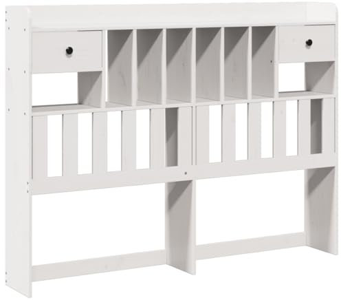 HEFZGDB Kopfteil mit Stauraum Weiß 160 cm Massivholz Kiefer Wandpolster Bett Kopfteil Bettkopfteil Bettrückwand für Herberge Gästezimmer Schlafräume Hotel