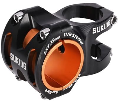 CYSKY MTB Stem 35mm Handlebar Clamp with Spacer for 31.8 mm Bar Clamp, Length 35mm 50mm Short Bike Stem Handlebar Stem Riser for All Mountain, MTB, Downhill (Black, Length 35mm)