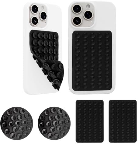 TTPSRY 4 Pezzi Ventosa per Telefono in Silicone Supporto Antiscivolo per Cellulare Ventosa Auto Compatibile con Custodie iPhone e Android Supporto Hands Free per Selfie e Video (Nero)